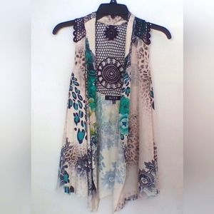 Open Front Cardigan with Rhinestones and A Crochet Upper Back